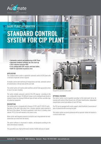 STANDARD CONTROL SYSTEM FOR CIP PLANT