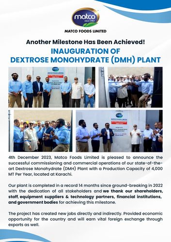 INAUGURATION OF DEXTROSE MONOHYDRATE (DMH) PLANT