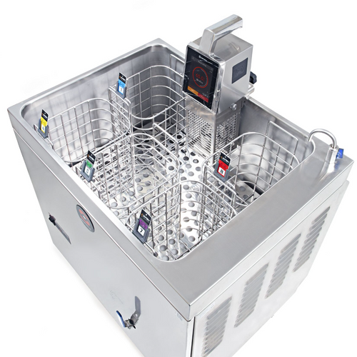 High production retherming and cooking station