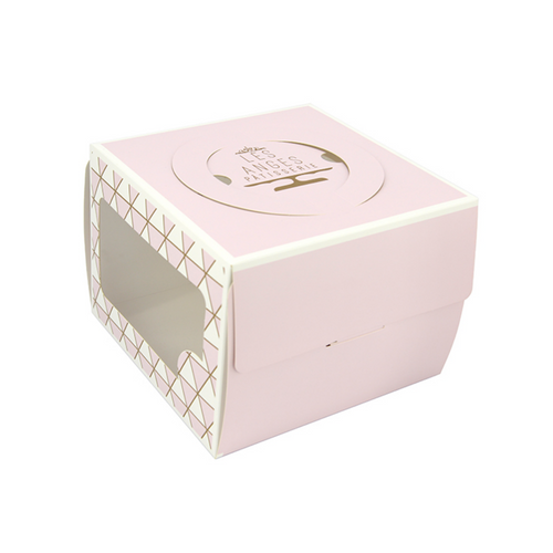 Wholesale Pink Birthday Party Gift Cake Box Packing Custom Print 10 Inch Cardboard Paper Wedding Cake Box with handle
