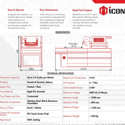 Continuous Tray Sealer Machine (MAP)