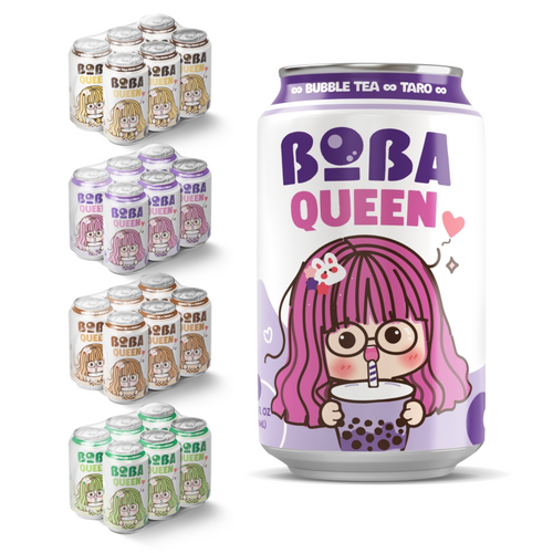 Boba Queen Bubble Tea Drinks 330ML Can | Original, Taro, Matcha, Brown sugar