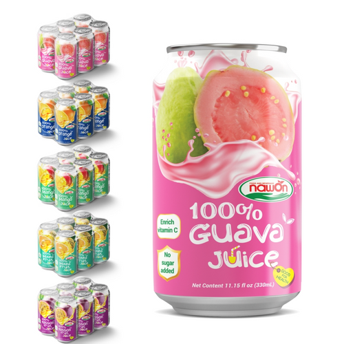 Nawon 100% Juice Drink 330ML Can | Tropical Mix, Soursop, Mango, Pineapple, Lychee, Orange, Passion Fruit