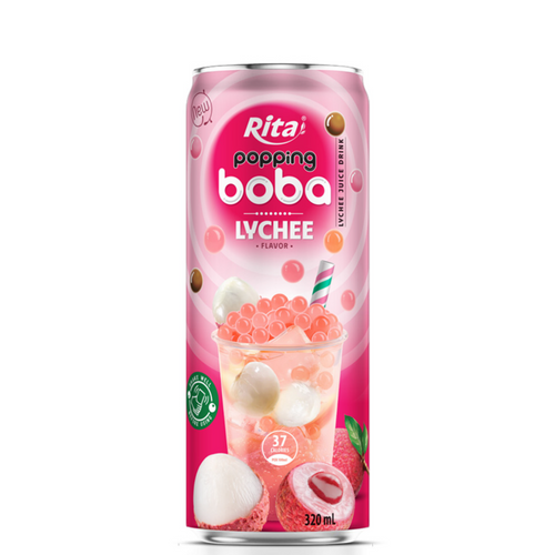 Bulk Buy Popping Boba Tea Lychee Flavor 320ml Slim Can