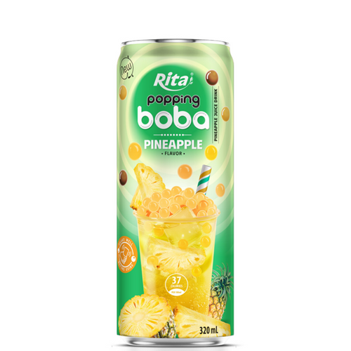 Hot Trending Popping Boba Tea Pineapple Flavor 320ml Slim Can