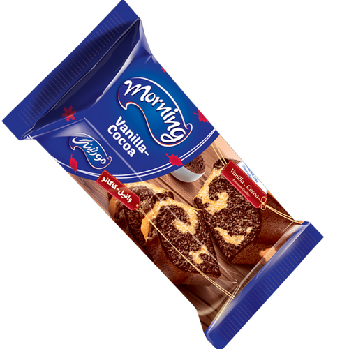 Morning Breakfast Cake with Vanilla and Chocolate Cream
