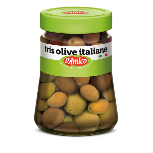 TRIO OF WHOLE ITALIAN OLIVES in water and salt preserved.