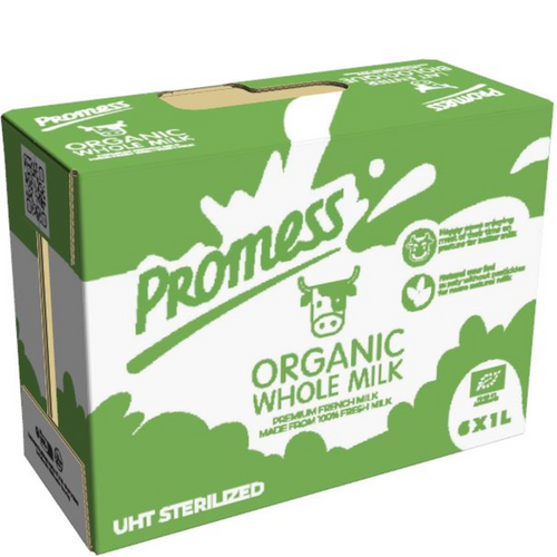 PROMESS UHT Sterilized Organic Plain milk - 1L & 200ml Bricks