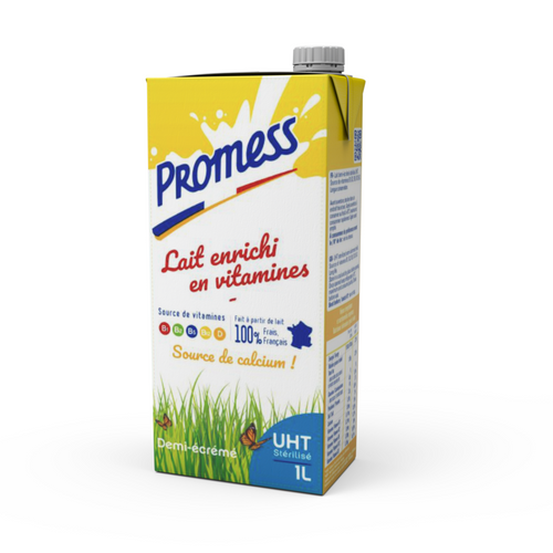 PROMESS UHT Semi-skimmed vitaminized milk - 1L & 200ml Bricks