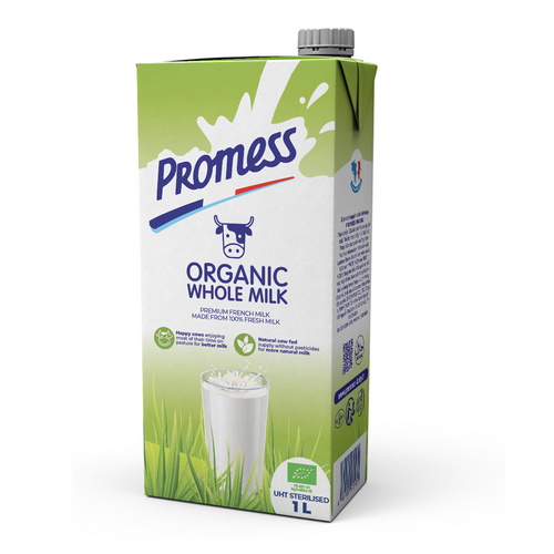 PROMESS UHT Sterilized Organic Plain milk - 1L & 200ml Bricks