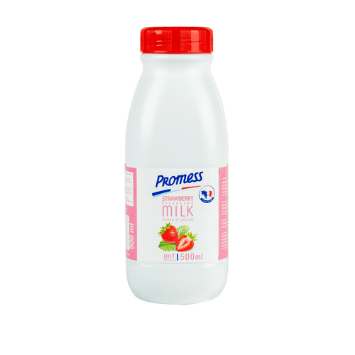 PROMESS UHT Sterilized Flavoured milk (chocolate, vanille, strawberry, banana) - 500ml HDPE bottles