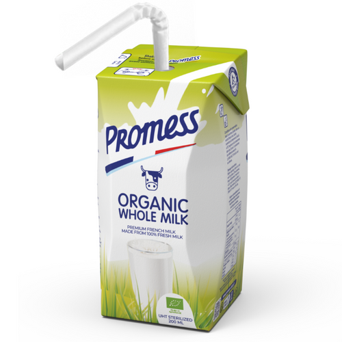 PROMESS UHT Sterilized Organic Plain milk - 1L & 200ml Bricks