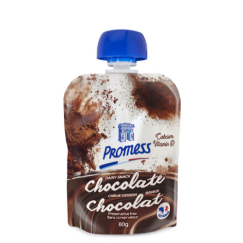 PROMESS Creamy dairy snacks (chocolate, vanilla) - 80g pouches