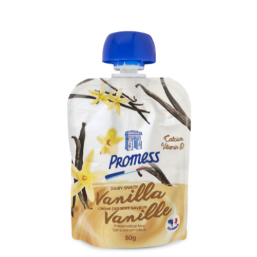 PROMESS Creamy dairy snacks (chocolate, vanilla) - 80g pouches