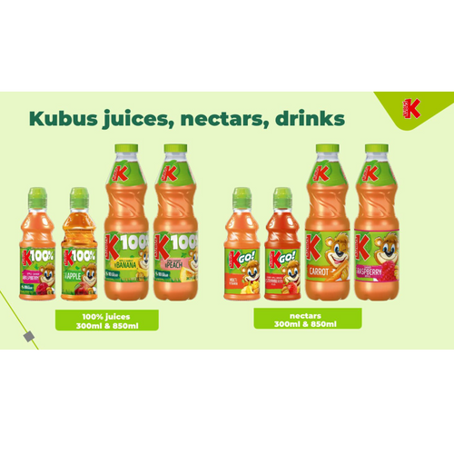 Kubus 100% juices, nectars, flavoured water, mousse