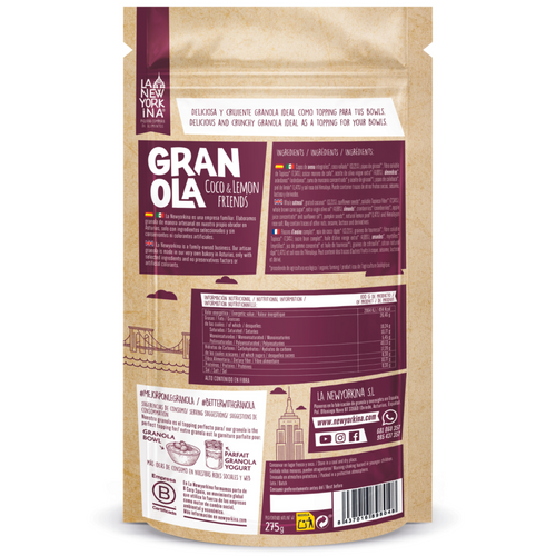 Granola Coconut & Lemon Friends - LA NEWYORKINA- 275g