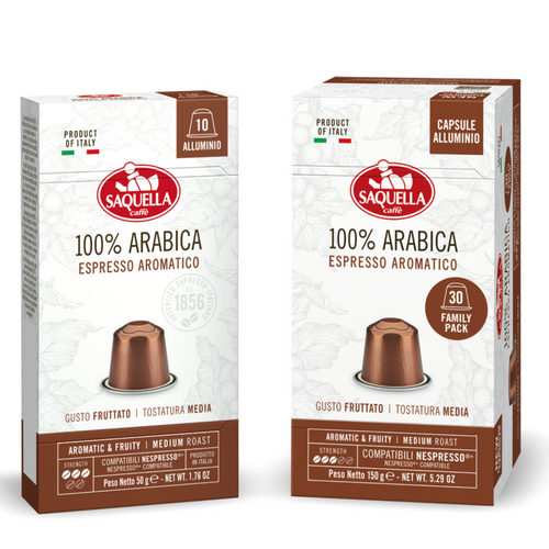 Saquella Espresso 100% Arabica Nespresso* Compatible Capsules