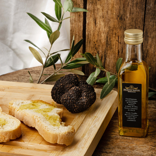 White truffle flavoured extra virgin olive oil-based condiment