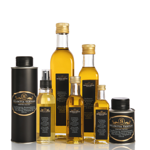 White truffle flavoured extra virgin olive oil-based condiment