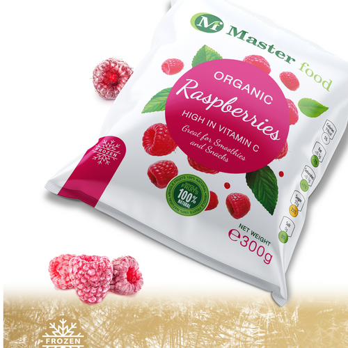 Frozen organic raspberry