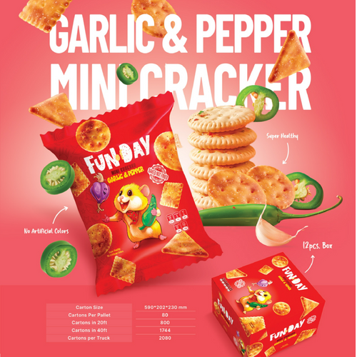 Fun of Day Mini Cracker Garlic & Pepper Flavor 20g