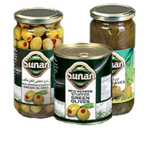 Canned olives in jars