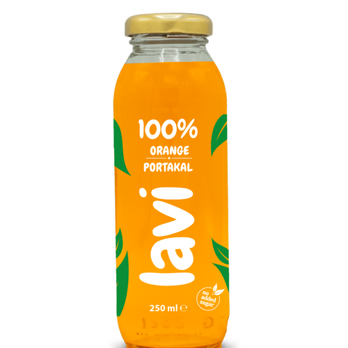 250mL Glass Bottle Lavi 100% ORANGE JUICE