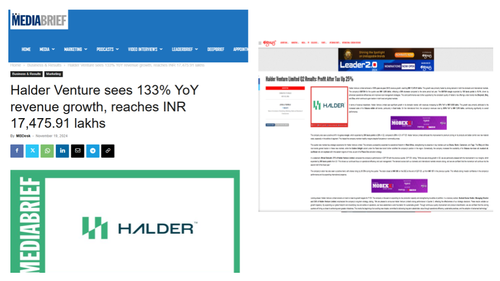 Halder Venture Limited Q2 Results: Profit After Tax Up 25%, Revenue Growth of 133% YoY, Global Business Flourishes