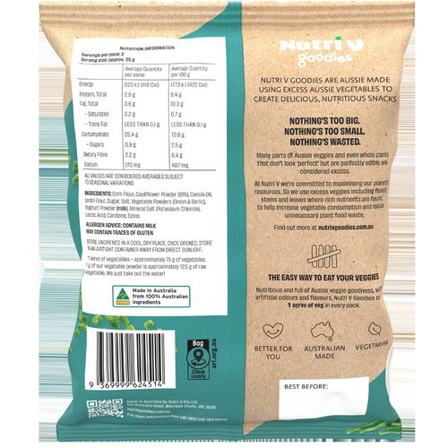 Nutri V Goodies Cauliflower Puffs: Sour Cream & Chive 70g