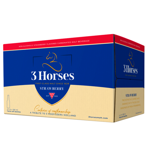 3 Horses Strawberry Bottle 330ml