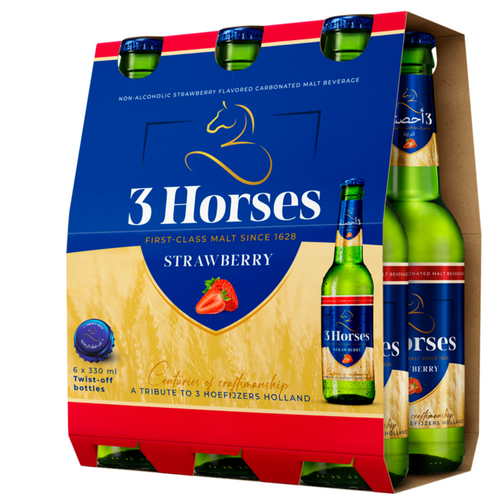 3 Horses Strawberry Bottle 330ml