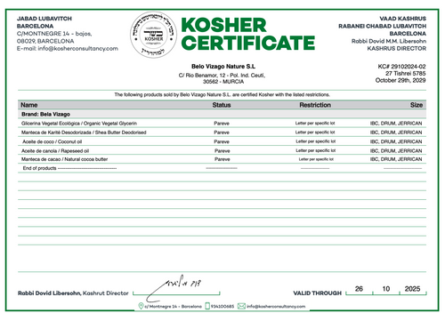 KOSHER CERTIFICATE