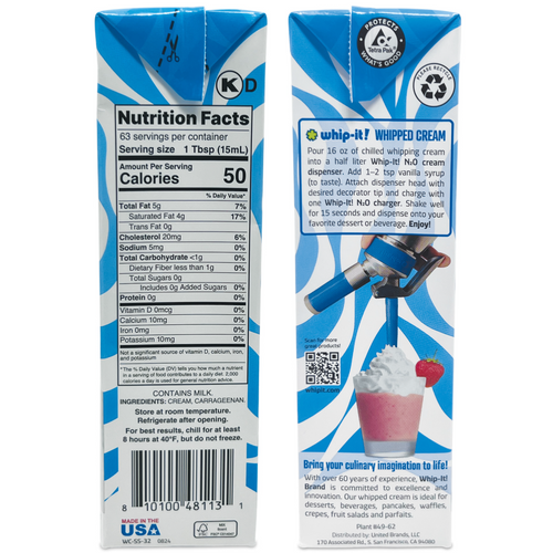 Whipping Cream Shelf Stable UHT Real Dairy