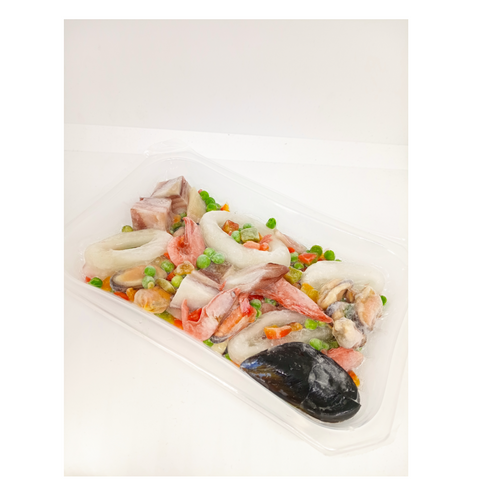 Frozen seafood paella mix