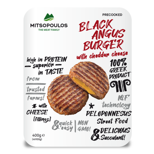 Black Angus Burger with Gheddar Cheese Precooked