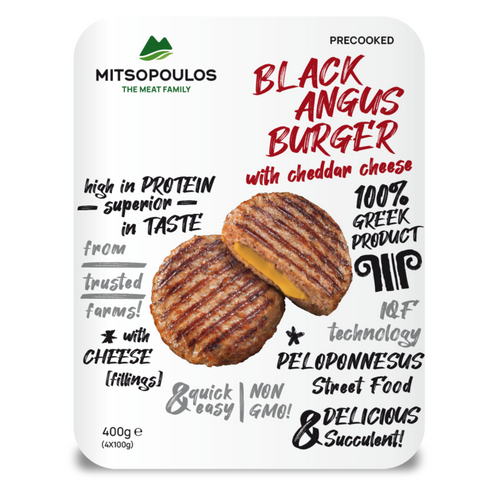 Black Angus Burger with Gheddar Cheese Precooked