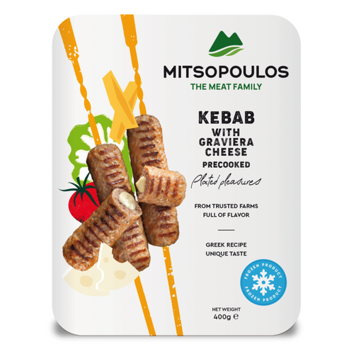 Kebab with Graviera cheese Precooked