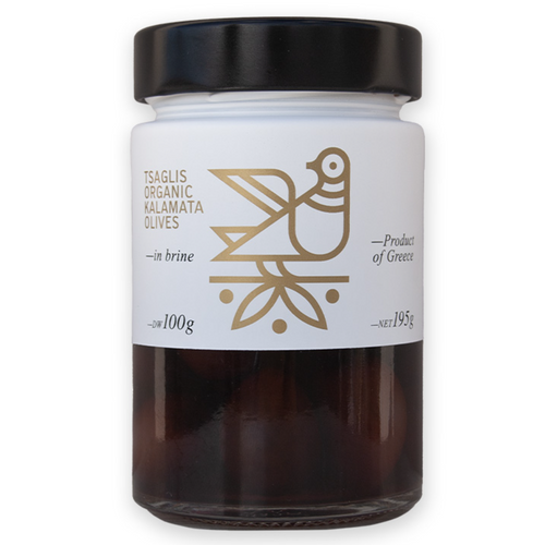 TSAGLIS Organic Kalamata Olives Premium Package 100gr Glass Jar