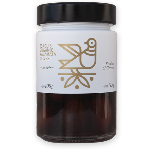 TSAGLIS Organic Kalamata Olives Premium Package 100gr Glass Jar