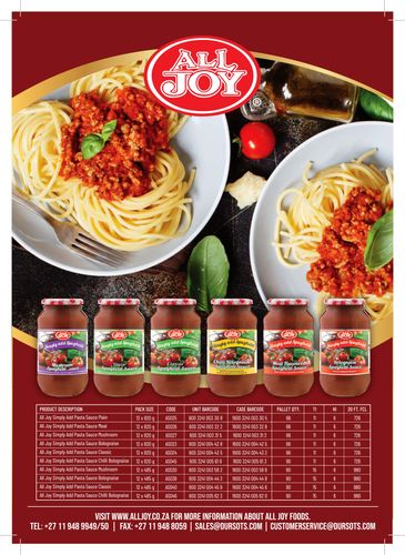 All Joy Simply Add Pasta Sauce
