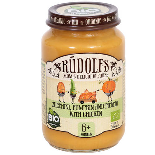 Organic zucchini, pumpkin and potato puree with chicken
