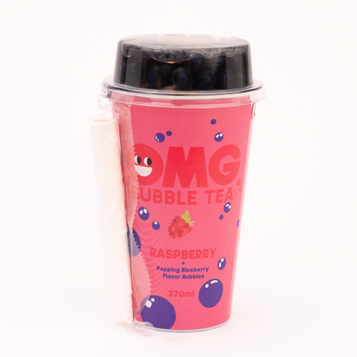 OMG Bubble Tea Hibiscus Raspberry Tea with Popping Blueberry Bubbles