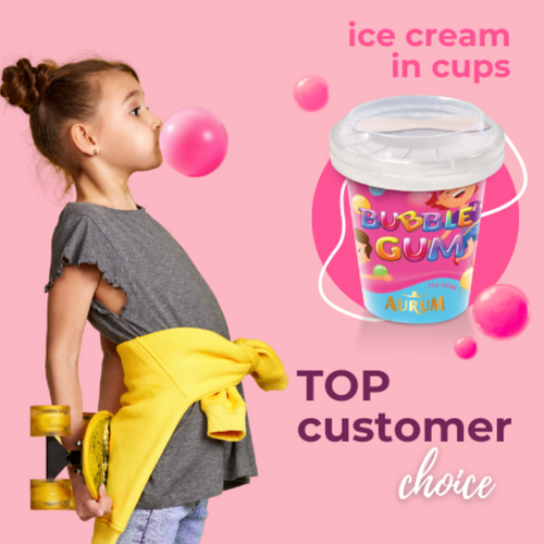 Ice cream in cup with spoon