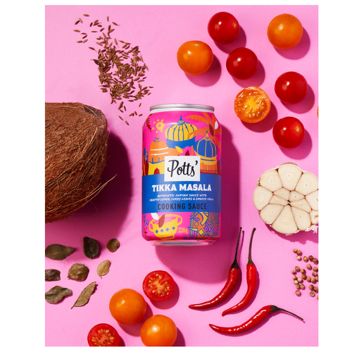 Potts' Tikka Masala cooking sauce in a can