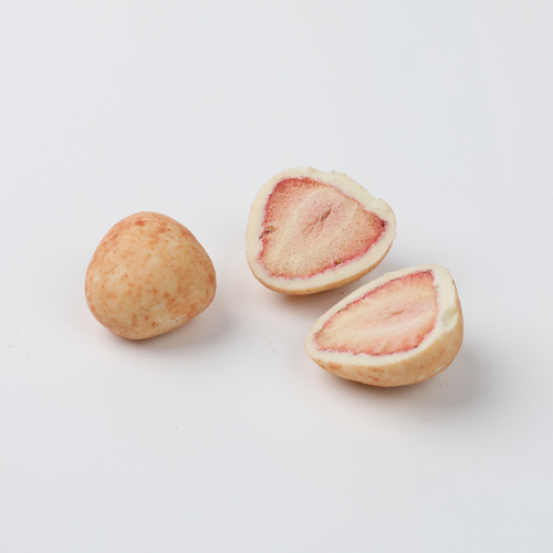 White chocolate covered freeze-dried strawberry