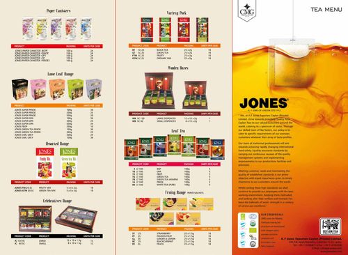 JONES TEA MENU