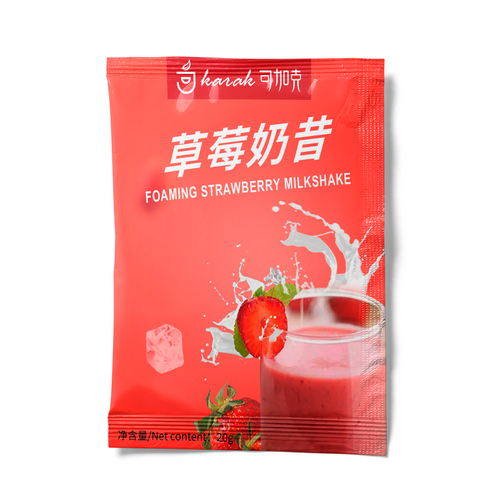 foaming strawberry milkshake