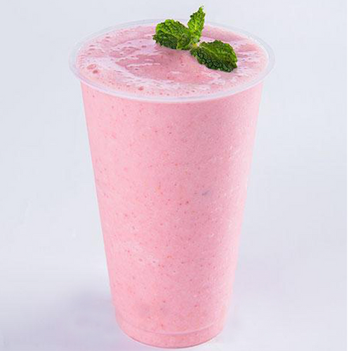 foaming strawberry milkshake