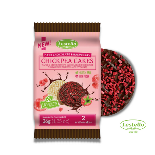 Lestello Dark chocolate chickpea cakes with pieces of freeze