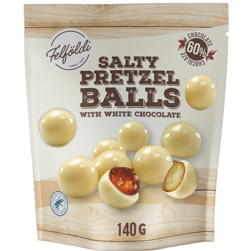 Salty pretzel and pretzel balls with chocolate